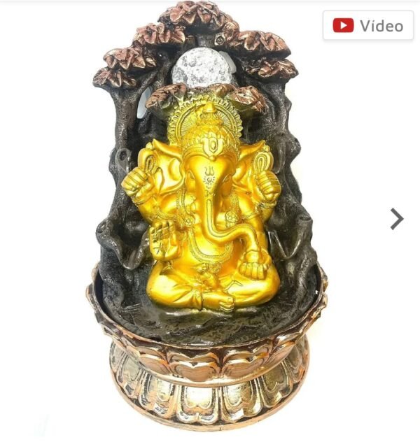 Fonte de Água em Resina Ganesha e Árvores